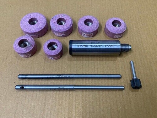 Valve Seat Grinder Stone Holder With Sioux Drive + 2 Pilots & 5 Stones – 11/16″ Thread