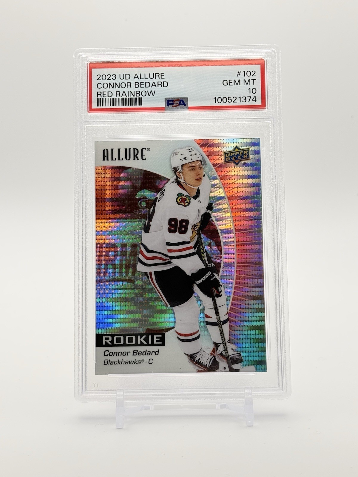 2023-24 Upper Deck Allure - Rookies Connor Bedard #102 Red Rainbow PSA 10 (RC)
