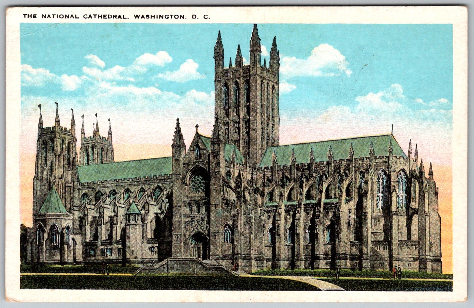 Vtg Postcard National Cathedral Exterior Washington, DC 1930s