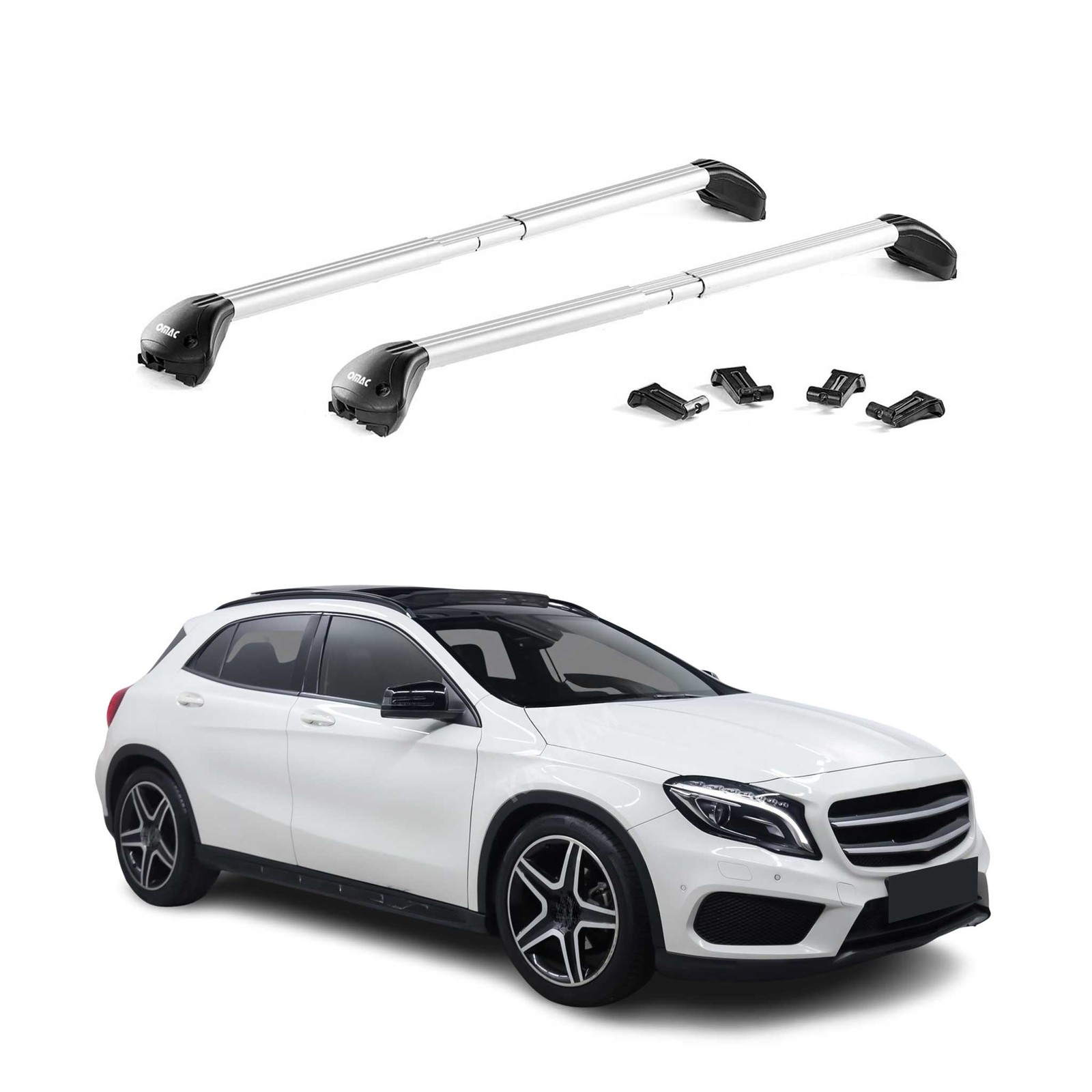 Barres de toit transversales alu gris compatibles Mercedes GLA X156