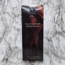 Talbots Silky Sheer Knee Highs Black Three Pairs Reinforced Toe One Size
