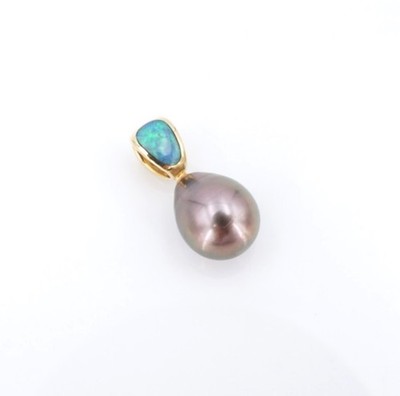 Disney Na Hoku 14k Gelbgold Hawaii Tahiti Perle Anhänger mit Opal Inlay