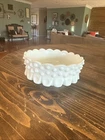 Vintage Fenton Milk Glass Hobnail Scalloped Edge White Candy Nut Bowl Dish