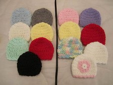 7-CROCHETED MICRO BABY HAT* 10" & 4.5" DEEP-these are for babies under 5 pounds