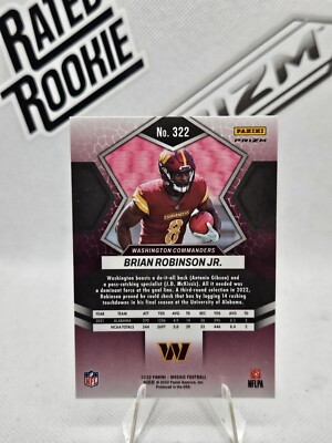 Brian Robinson Jr 2022 Mosaic #322 Silver Holo Prizm SP Rookie