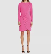 Donna Morgan Women's Pink Asymmetric O-Ring Bodycon Dress Size 16