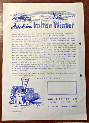 HISTORIC ADVERTISING SHEET A4 - VARTA BATTERIES FROM 1957