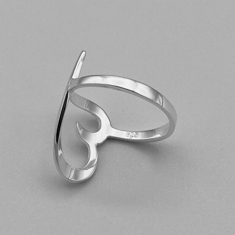 925 Sterling Silver Big Heart Love Thin Silver Ring For Men & Women All Sizes - Image 3 of 4