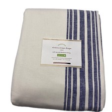 Pottery Barn Riviera Stripe Drape Blackout Navy Blue 50 x 96 Pole Top One Panel