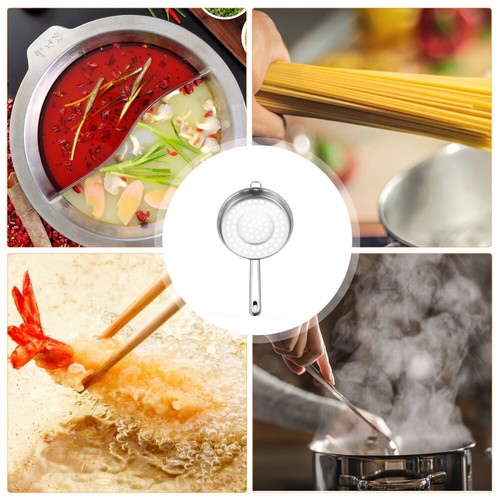 Flat Bottom Frosted Spoon Stainless Steel Colander with Handle Baby Large Hole - Picture 5 of 12