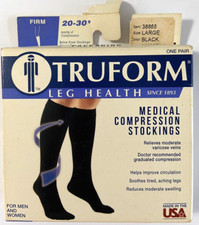 Truform Medical Compression Stockings Below Knee Size L Firm 20-30 mmHG Black