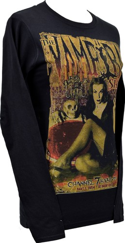WOMENS VAMPIRA LONG SLEEVE T-SHIRT SHOW GOTH HORROR CULT VAMPIRE S - 2XL - Picture 2 of 4