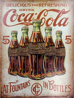 Targa Metallica Vintage Coca-Cola 30,5x20,3 Cm – Cartello Pubblicitario Retrò In Latta Per Bar, Pub E Cucina - 4