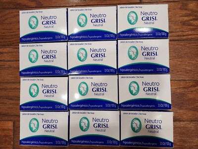 12 NEW NEUTRO GRISI HYPOALLERGENIC BARS SOAP NEUTRAL JABON DE TOCADOR 3.5 OZ EA.