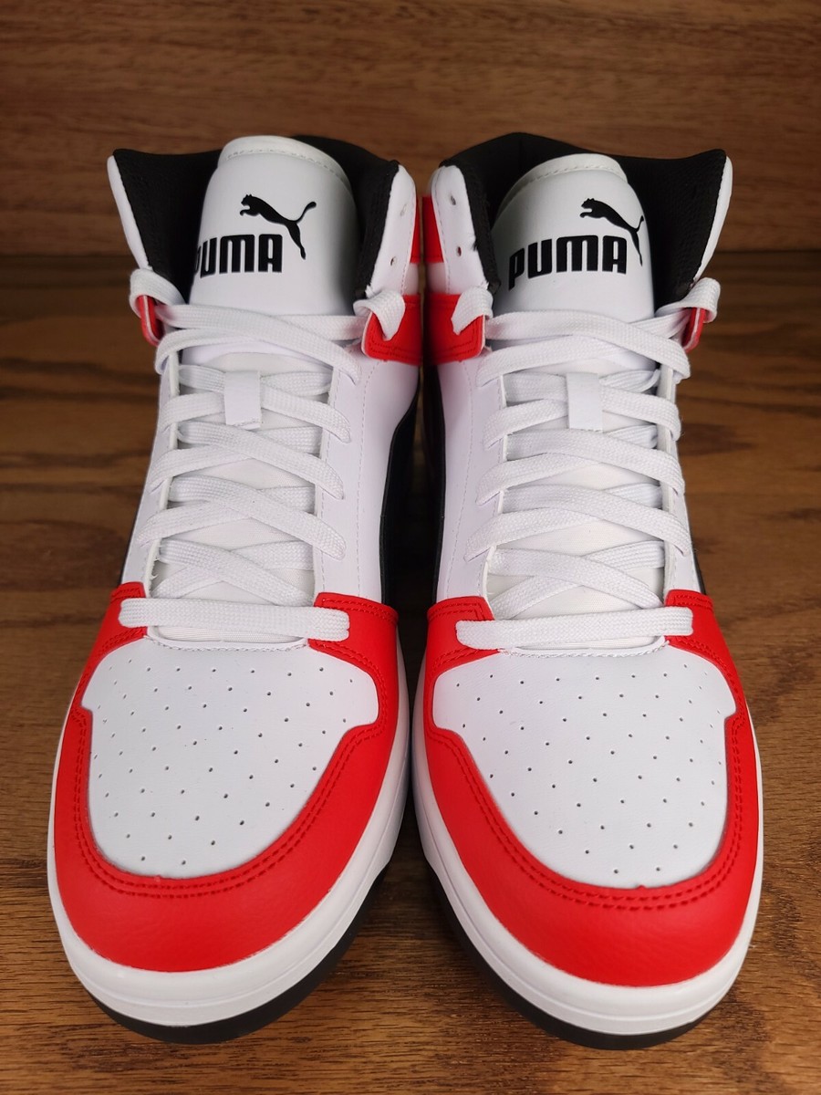 PUMA Rebound LayUp Mid Sneakers White Red Black Men’s Size 11 (369573-14) Puma Rebound Mid Layup SL Basketball Shoes Red Black White  main image 3