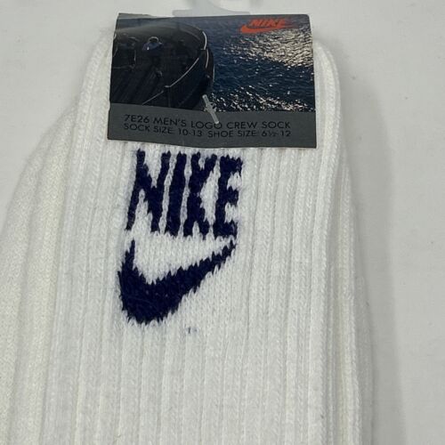 Neu aus altem Lagerbestand Vintage 80er NIKE Sport Röhrensocken Herren Logo Crew Größe 6,5-12 7E26 weiß - Bild 2 von 6