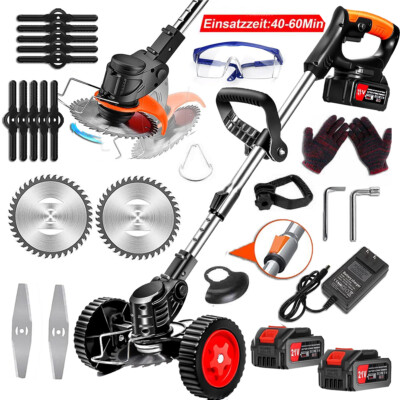 Powerful 21V Cordless Grass Cutter String Trimmer Lawn Tool with 4.0Ah Battery