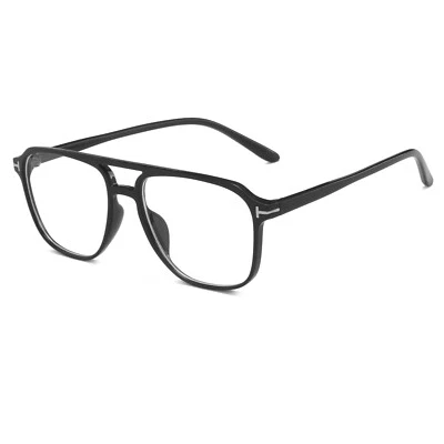 TECH-LINE-DIRECT FASHION ACCESSORIES Double Bridge Square Anti-blue Light Glasses Men Vintage Computer Glasses