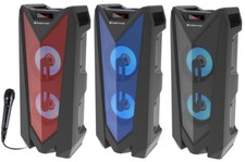 Fully Powered Dual 4  1000 Watts Peak Power Speaker LED Light FREE MICROPHONE