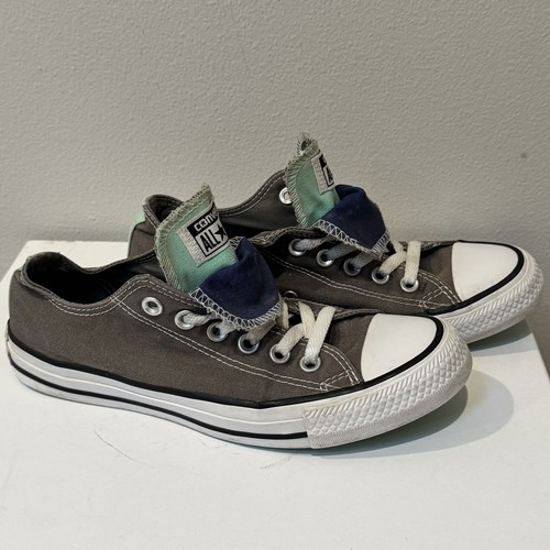 Converse Chuck Taylor Double Tongue Shoes Womens Sz 7 Olive Aqua Canvas Sneakers - Picture 4 of 7