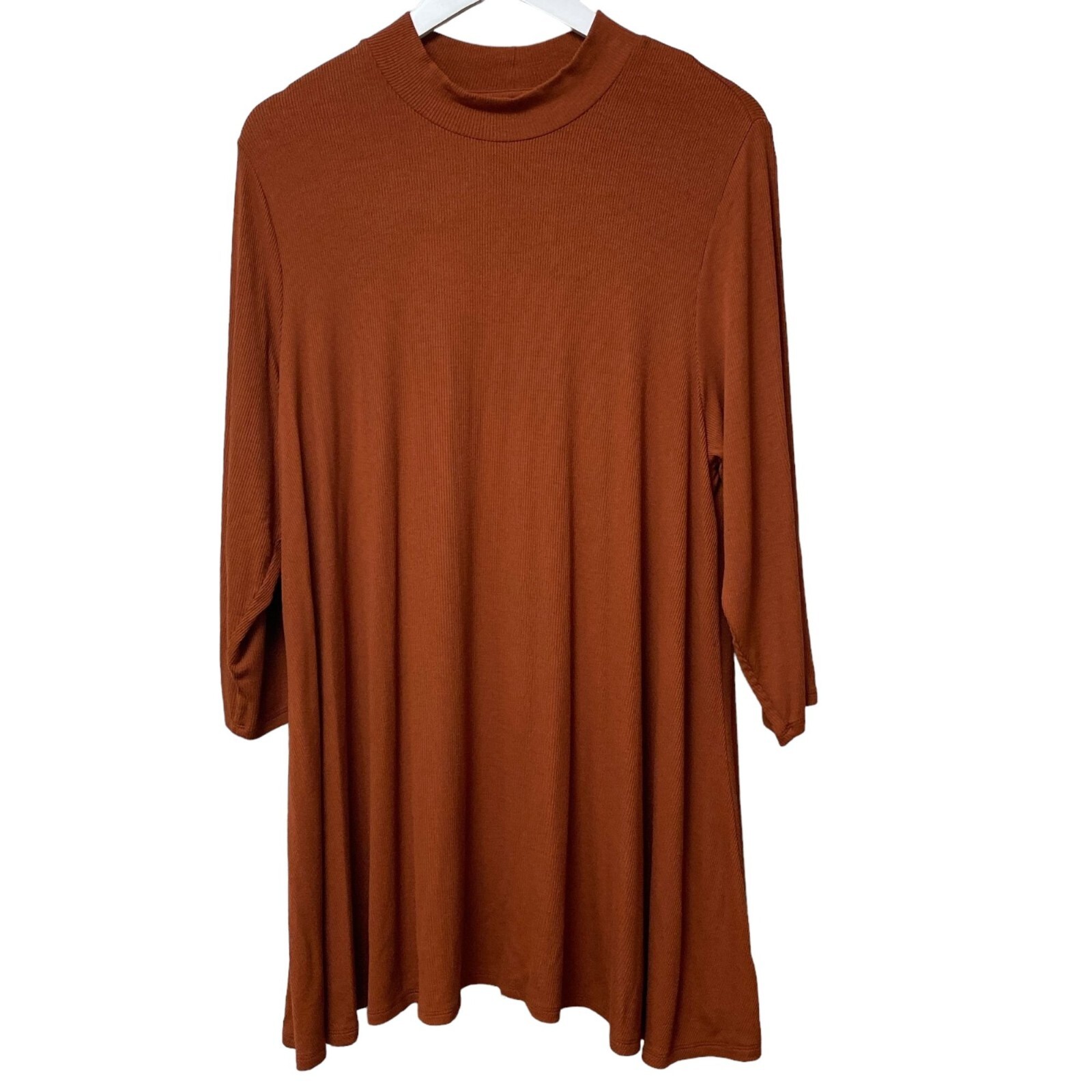 Turtleneck Tunic Top Plus Size 1X Rust Brown Rayon Blend