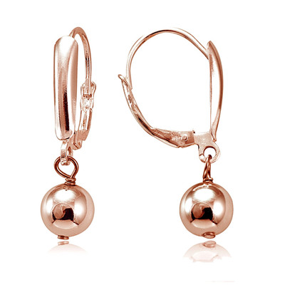 Rose Gold Flashed Sterling Silver Dangle Earrings With 6mm Beads & Leverback Closure 6 thumbnail image