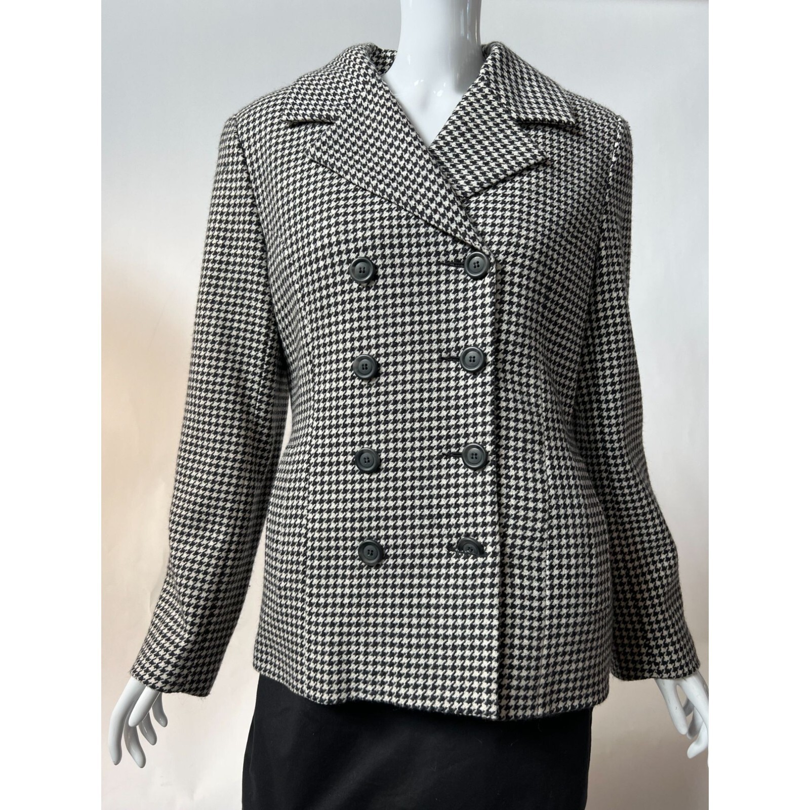 Express Double Breasted Houndstooth Jacket  8 Bla… - image 12