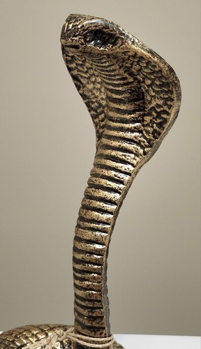 AWESOME NEW BRONZE TONE METAL KING COBRA OFFICE DESKTOP FIGURINE DECOR ORNAMENT - Picture 8 of 14