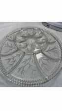 Vintage Indiana Glass “Tree of Life” Deviled Egg Relish Tray Round Clear 13” 