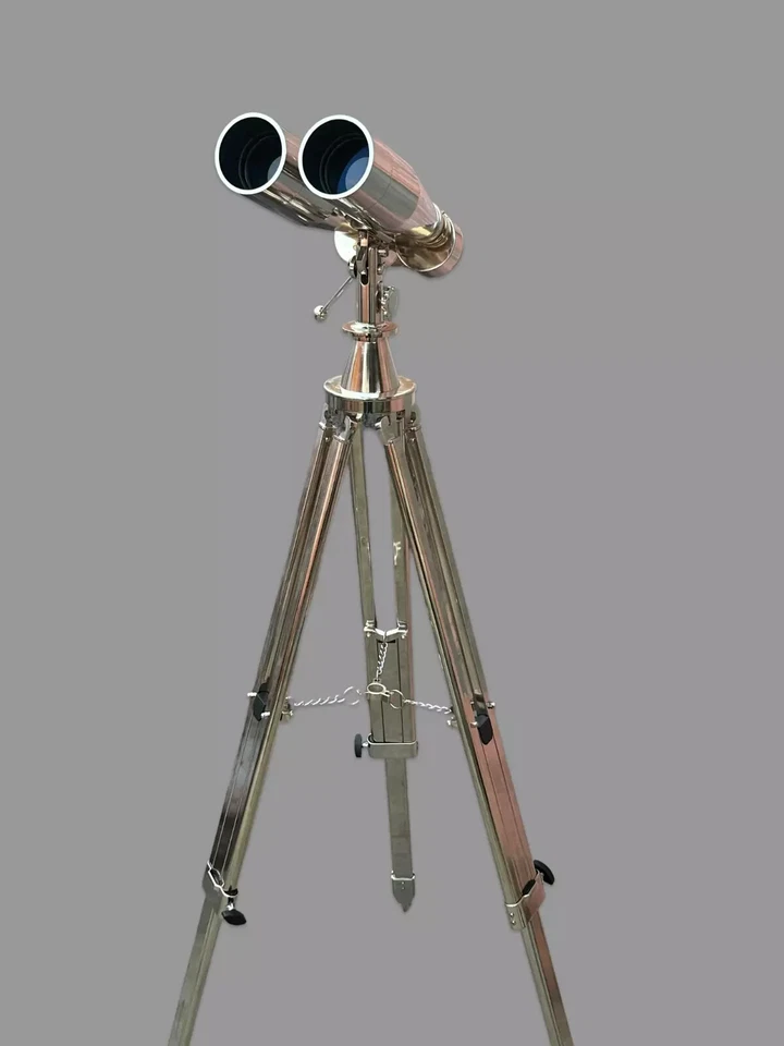 1920 Century Nautical Naval Brass Victorian Binoculars in Chrome/Nickle Tripod - Image 4 of 4