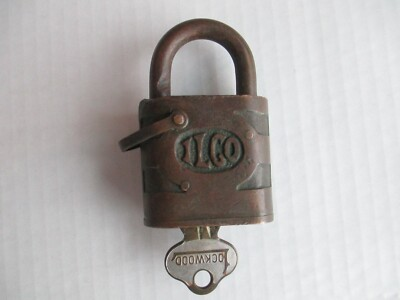 #ad Vintage Working ILCO Gas Pump Padlock Lock amp; Key Brass A1 $45.00