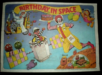 VERY HARD TO FIND, MINT Ronald McDonald Birthday In Space Place Mat - BRAND NEW!