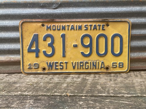 1968 West Virginia License Plate Vintage Metal License Plate Auto Tag