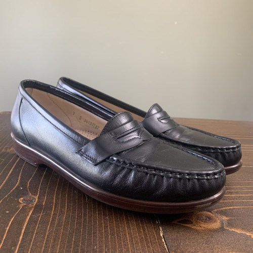 SAS Tripad Comfort SIMPLIFY LOAFERS Black Leather MOC TOE Slip-On Shoes Sz 7S