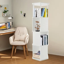 4-Tier Rotating Bookshelf 360° Display Floor Standing Revolving Bookshelf