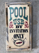 Pool Rules Use by Invitation Only Private Vintage Framed Sign Decor Porch Patio