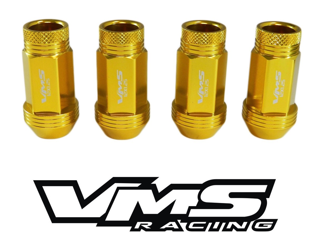 v⭐︎v VMS RACING 20PC GOLD 48MM EXTENDED WHEEL LUG NUTS FOR 90-96