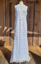 Vtg Embellished Halter Wedding Dress David's Bridal Michaelangelo
