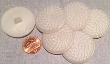 6 Large Pearlized Dusty Cream Plastic Shank Buttons 1 3/8" 34.6mm # 7746