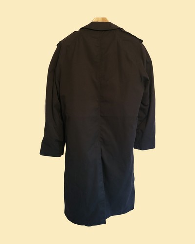 Vintage 80's Men's Military Trench Coat Black Fur Lined All-Weather Medium 38 - Picture 3 of 9