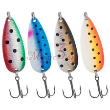 4Pcs Colorful Fishing Spoons Casting Metal Fishing Lure with Treble Hooks Bass
