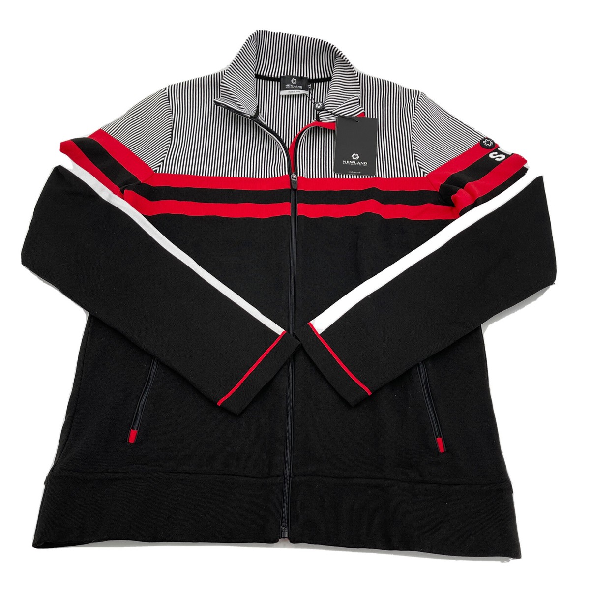 Newland Full Zip Ski Sweater Mens XL Pockets Made in Italy