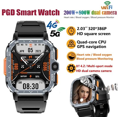SALE PGD 5G Android Smart Watch AMOLED Screen GPS NFC Wifi SIM Dual  Camera