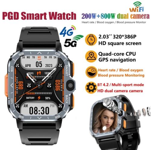 PGD 5G Smart Watch 2.03" Large AMOLED Screen GPS NFC Wifi SIM HD Dual Camera - Picture 2 of 18