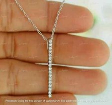 1.90Ct Round Cut Lab Created Diamond Bar Pendant Necklace 14K White Gold Plated