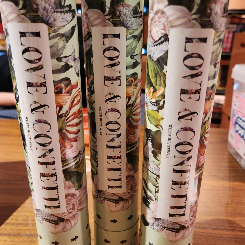 NEW 3-Pack White Butterfly Confetti Cannons, Biodegradeable over 25 feet in air - Image 2 of 4