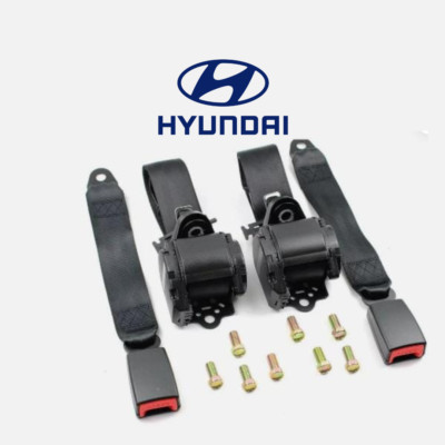 For All Hyundai Rear Seatbelt Complete Kit Back Seat Black