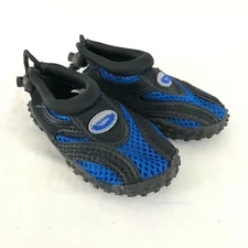 Easy USA Toddler Boys Water Shoes Slip On Mesh Fabric Drawstring Blue Black 6