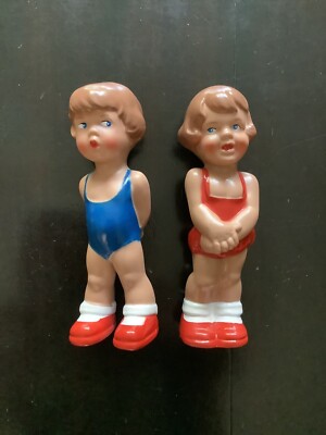 Schildkrot German rattle dolls 2 girls swimsuit  RARE
