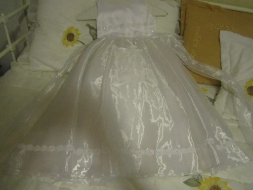 GIRL WHITE FORMAL PARTY DRESS, COMMUNION, WEDDING SIZE 4